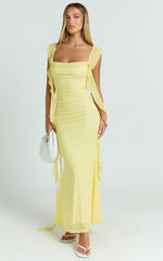 Rosha Maxi Dress Ruffle Strap Dress in Butter