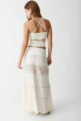 Memphis Lace Maxi Skirt Porcelain