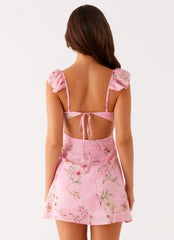 Adrina Ruffle Mini Dress Pink Floral Print
