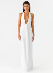 Cheyenne Halter Neck Maxi Dress Ivory