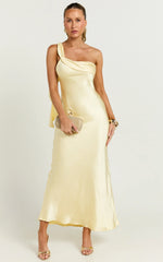 Calix Midi Dress One Shoulder Slip Dress in Butter