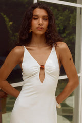UNITY LOW PLUNGE MAXI DRESS WHITE