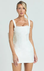 Alegra Mini Dress Square Neck Fit And Flare Dress in Ivory