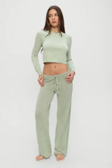 Ela Low Rise Knit Pants Eucalyptus