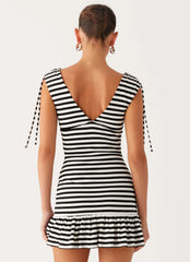 Acacia Mini Dress Black White Stripe