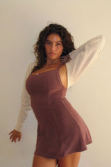 Valentina Terry Polka Dot Dress Chocolate