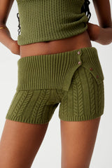 Nolan Cable Cloud Knit Mini Short Jade Green