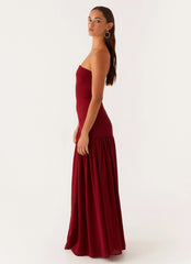 Eden Strapless Maxi Dress Maroon