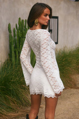 EFFIE LONG SLEEVE MINI DRESS WHITE