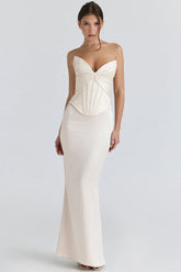 ivory satin corset maxi gown limited edition