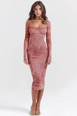 pink print corset dress