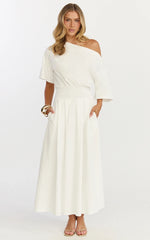 Tami Midi Dress Off Shoulder Dress in White