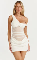 Lola Mini Dress One Shoulder Contrast Bodycon Dress in White