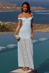 SHAYLA OFF SHOULDER MAXI DRESS BLUEBELL
