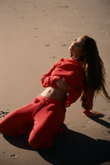 Emma Thermal Low Rise Pants Strawberry Red
