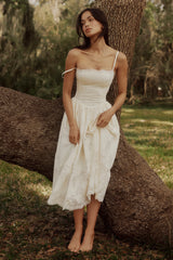 white custom lace cotton midi sundress