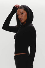 Hazel Knit Hoodie Black