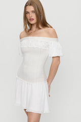 Aura Off The Shoulder Mini Dress Coconut Cream