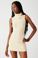 Storm Cable Cloud Knit Mini Dress French Vanilla