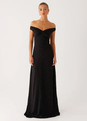 Melany Maxi Dress Black Polka Dot