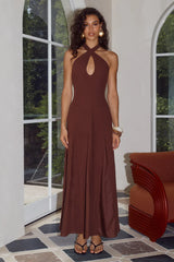 SAHARA KEYHOLE HALTER MAXI DRESS CHOCOLATE