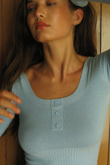 Claude Lightweight Knit Long Sleeve Dress Cornflower