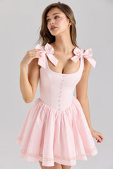 pink stretch cotton mini dress