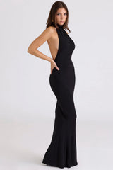 black backless silhouette maxi dress limited edition