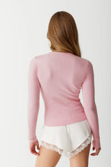 Lenon Cloud Knit Button Up Cardigan Valentine Pink