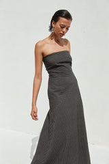 AUREA MAXI DRESS BLACK PINSTRIPE