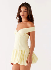 Endless Romance Off Shoulder Mini Dress Yellow