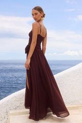DANIKA SIDE SLIT MAXI DRESS CHOCOLATE