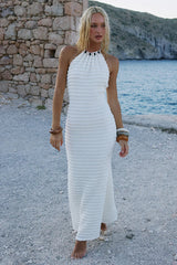 ADALEE RUFFLE TEXTURE MAXI DRESS WHITE