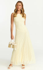 Madeleine Maxi Dress Hight Neck A Line Dress in Lemon