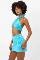 Dorothy Terry Halter Dress Blue Isle