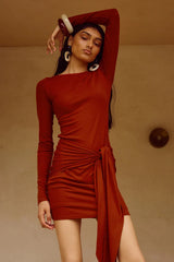 JUDAH SLEEVED MINI DRESS RED