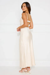 Hideaway Place Satin Maxi Dress Champagne