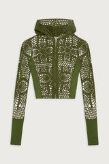 Lyla Crochet Zip Up Hoodie Sea Moss