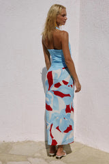 EVIE HALTER RUCHED MIDI DRESS AMOREE RED