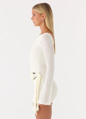 Niella Long Sleeve Wrap Mini Dress Ivory