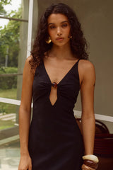 UNITY LOW PLUNGE MAXI DRESS BLACK