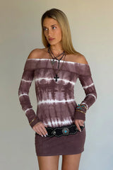 Cinzia Long Sleeve Tie Dye Dress Taro Tie Dye