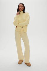 Dawson Knit Fold Over Pants Vanilla Sugar
