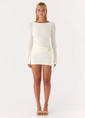 Niella Long Sleeve Wrap Mini Dress Ivory