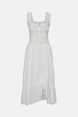 Keepsake Cotton Ruffle Maxi Dress Daisy White