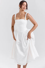 white broderie anglais midi sundress