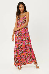 Isabel Satin Floral Dress Tropics