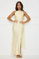 Love Decadence Satin Maxi Dress Yellow