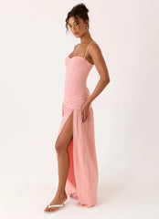 Clemence Bustier Maxi Dress Coral