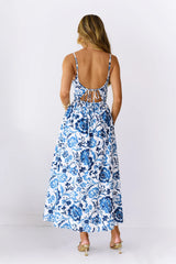 Fresh Blossom Maxi Dress Blue